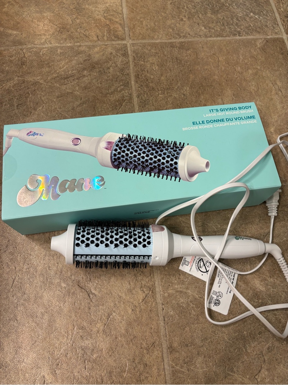 Mane Large Hot Round Brush — Light Blue/White